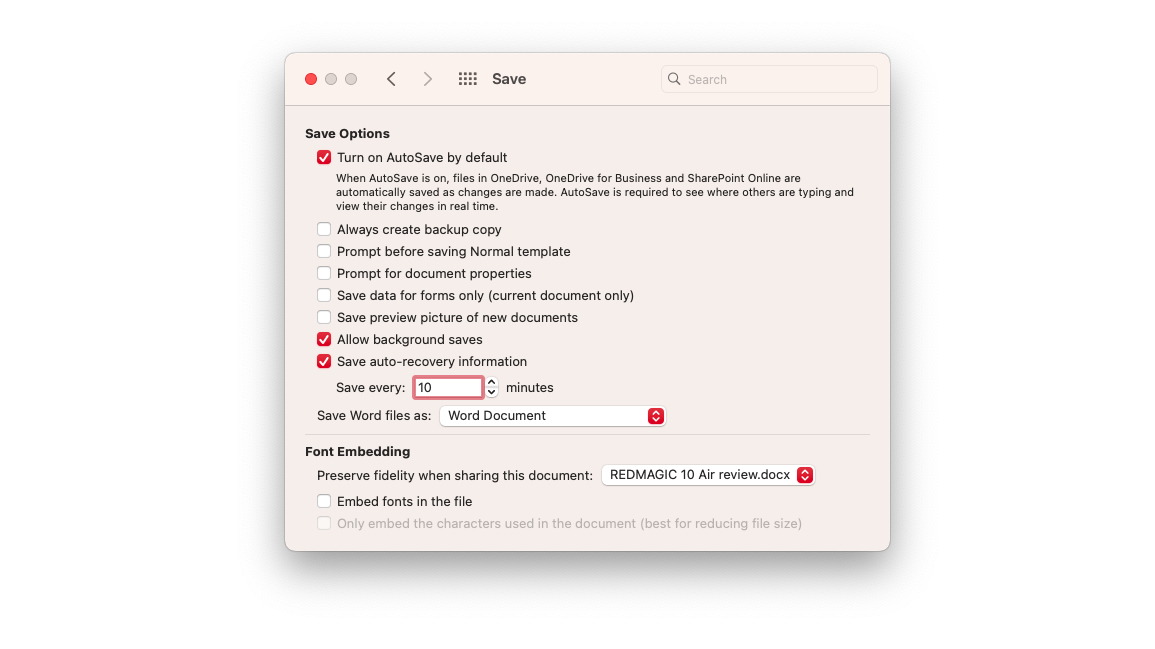 How to recover a lost Word file Save Frequency