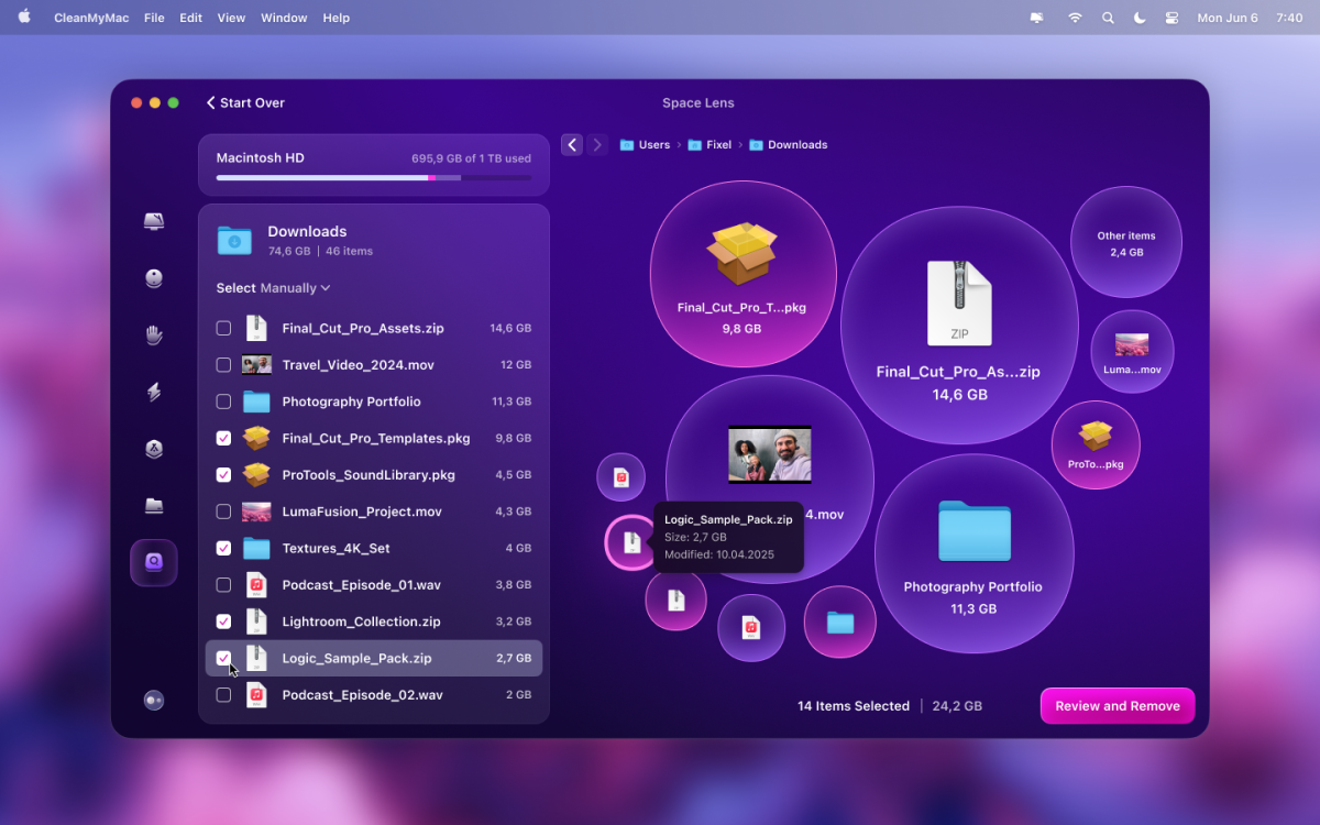 Space Lens on CleanMyMac