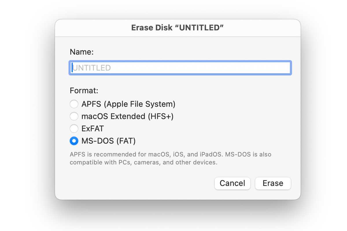 macOS Finder Erase Disk