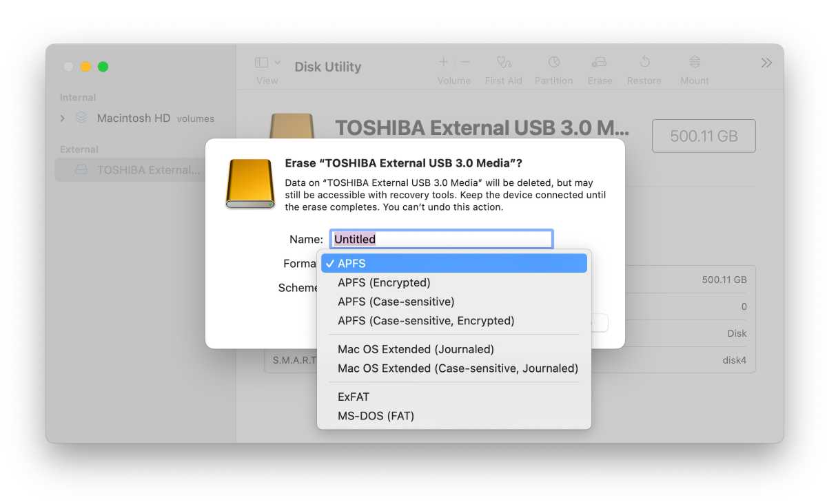 Disk Utility format