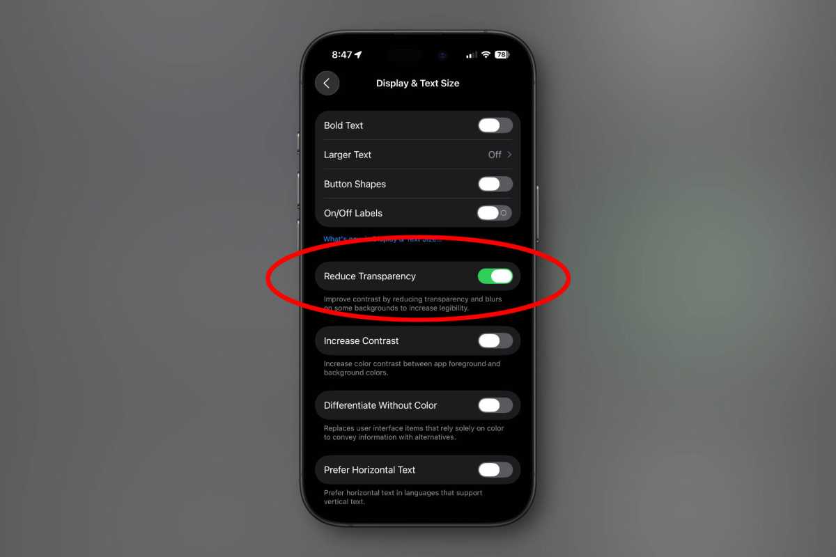 Reduce Transparency