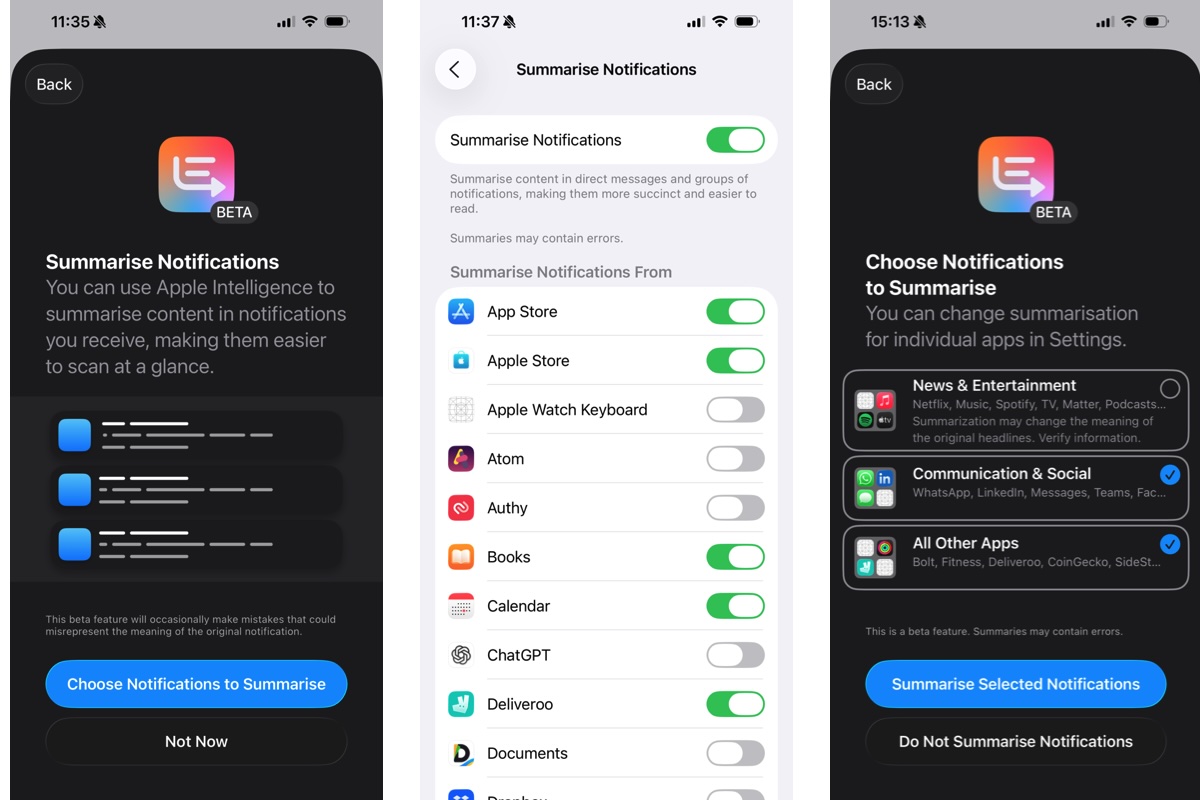Apple Intelligence to Summarise Notifications