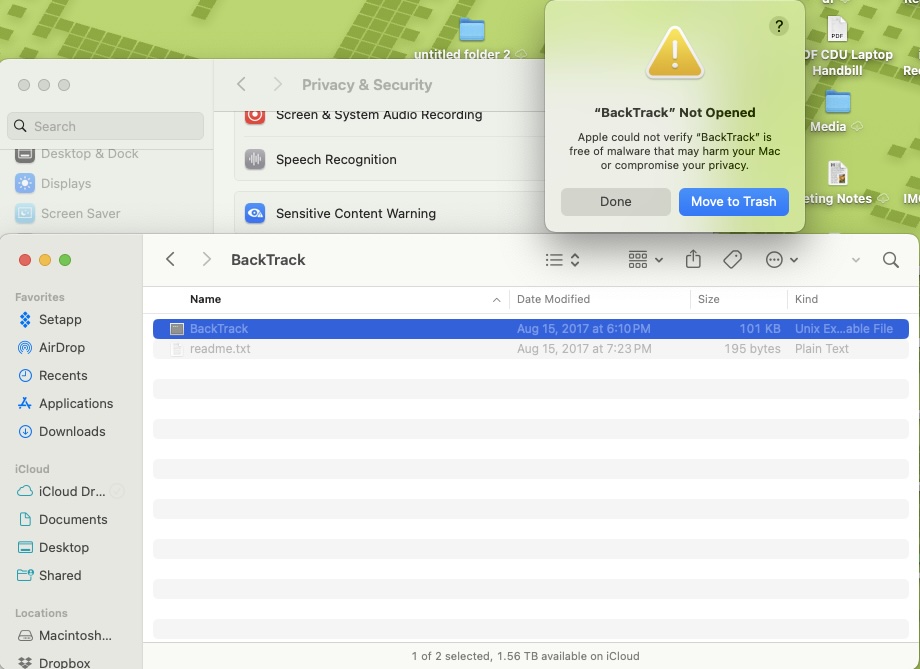 Backtrack malware verified