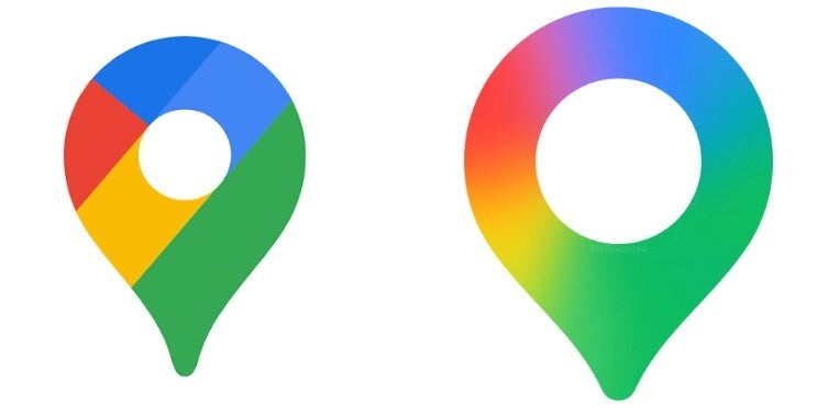 Old and new icons for Google Maps.