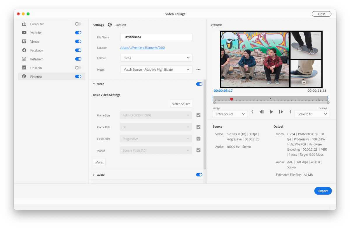 Premiere Elements Export Options