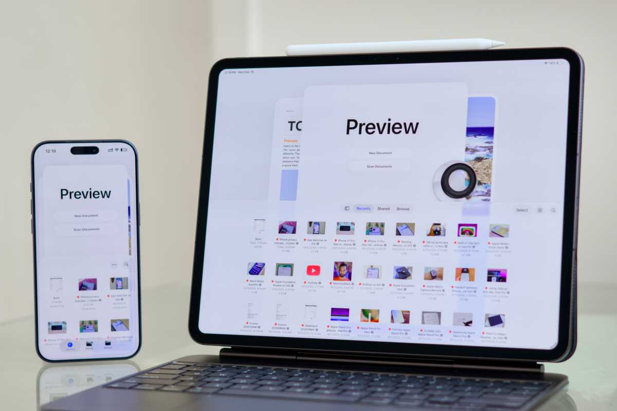 Apple Preview app on an iPhone and iPad