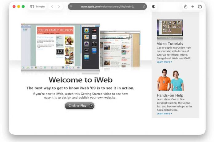 Blast from the past! iWeb and Aperture live on (for now) on Apple.com