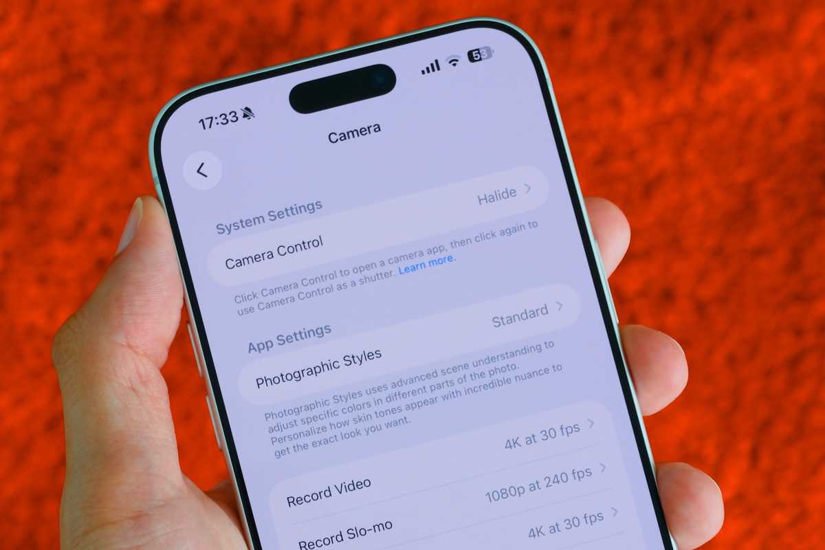 iPhone camera settings