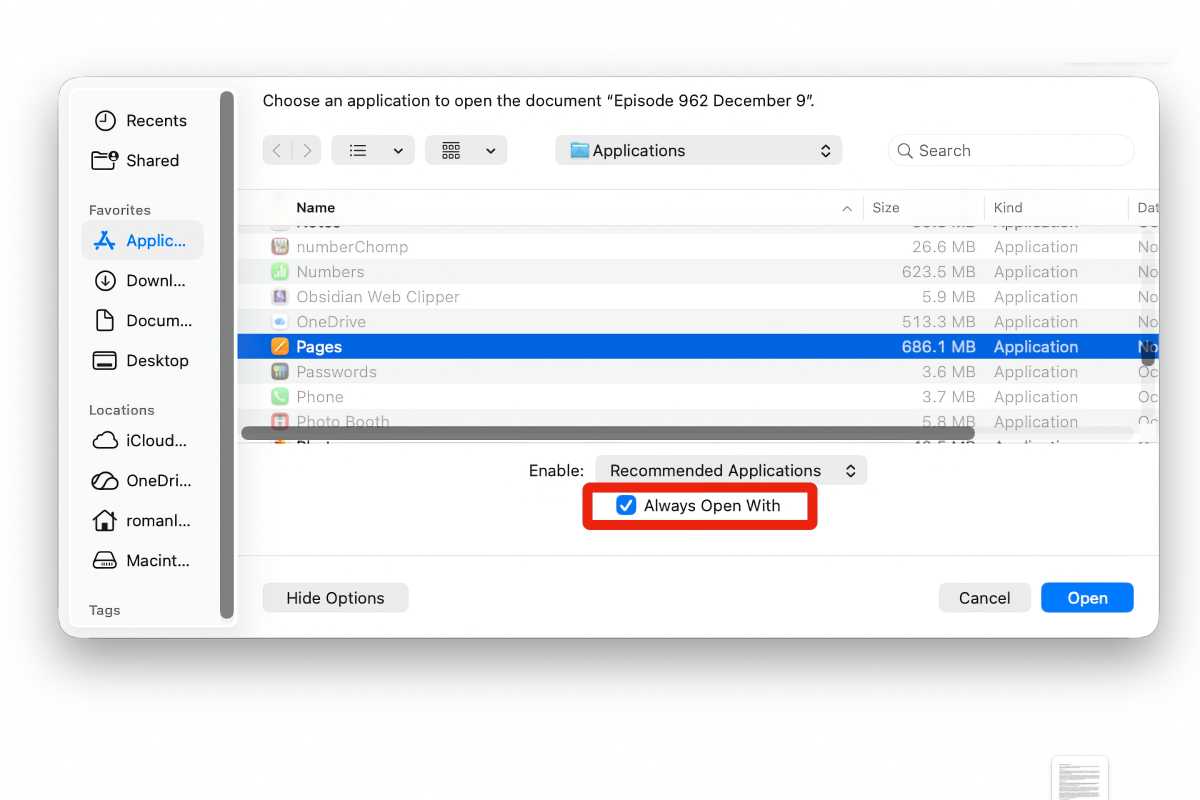 macos always open with