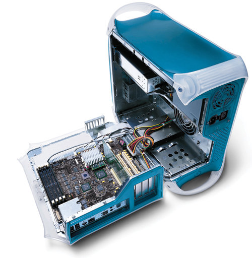 Blue and white Power Mac G3 open Blue and white Power Mac G3 open