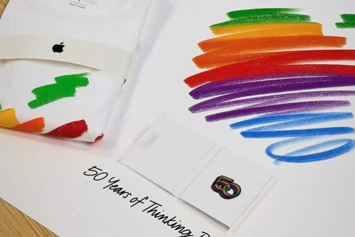 Apple employee 50th schwag includes T-shirt, pin, poster, and Paul McCartney
