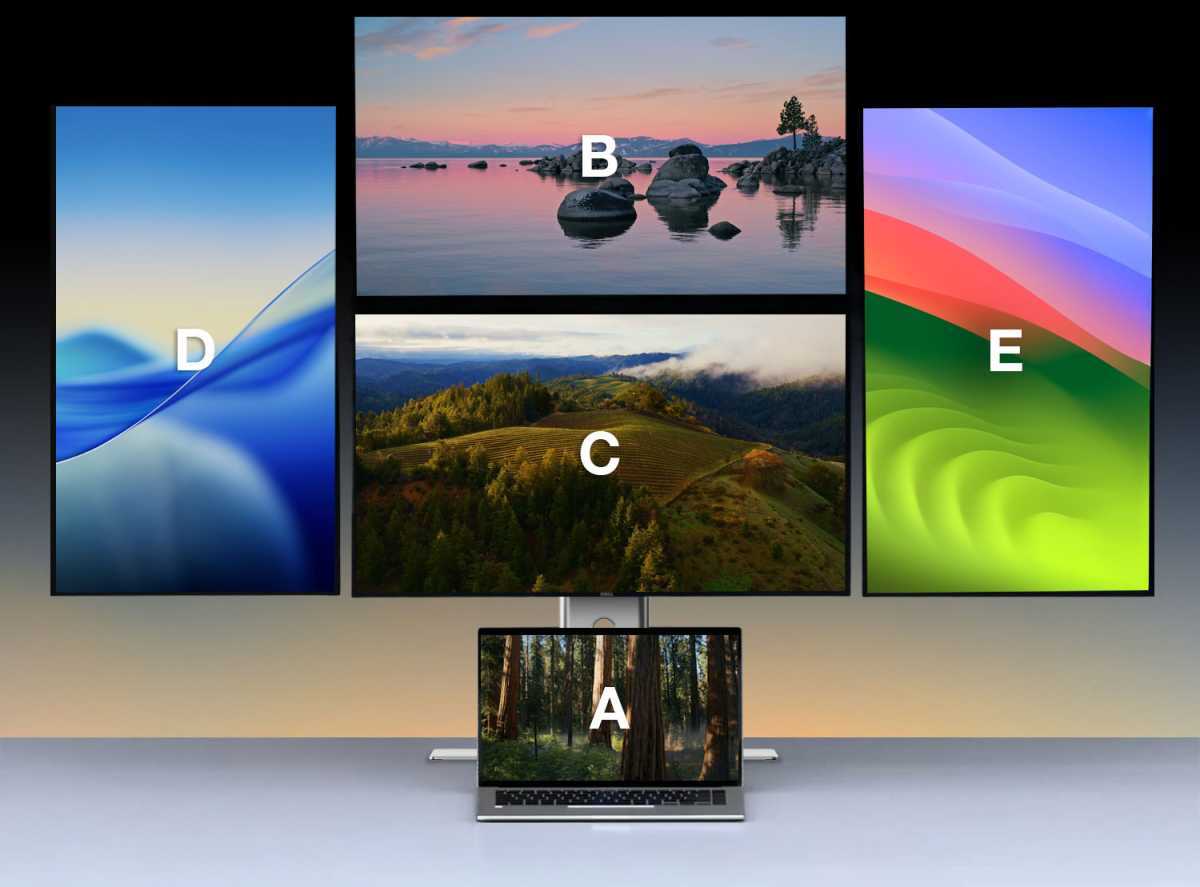 Four extended-screen external monitors