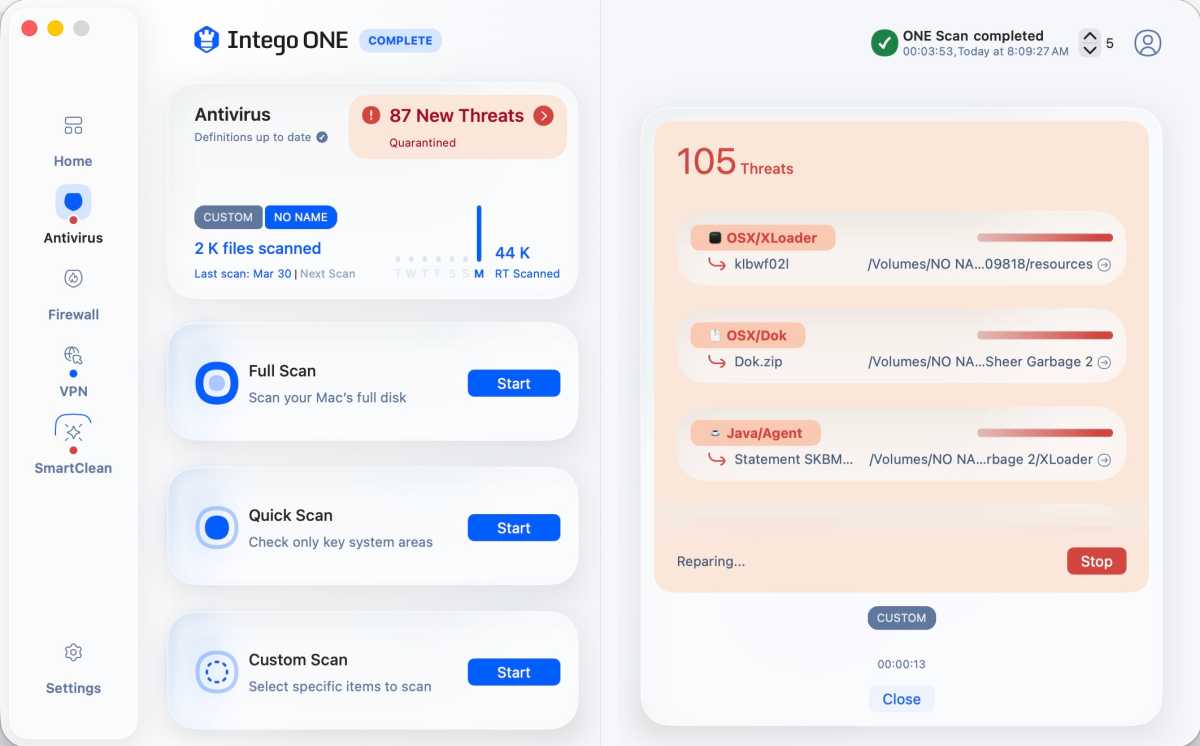 IntegoOne Quarantining suspect files