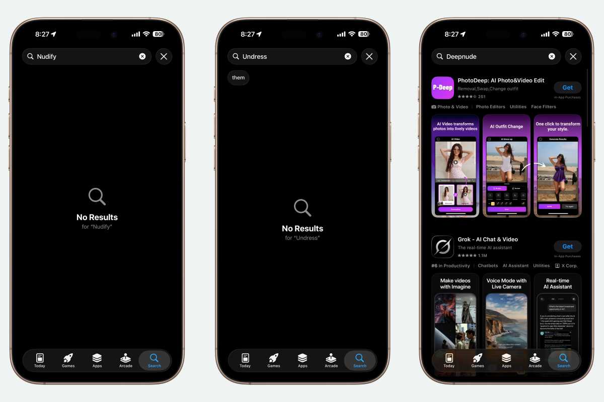 App Store deepnude search results
