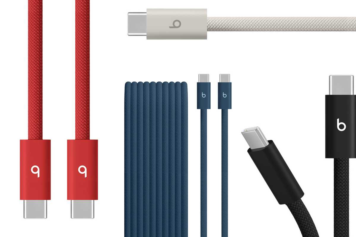 Beats 3m 240W USB-C cables in red, navy, black, stone and black