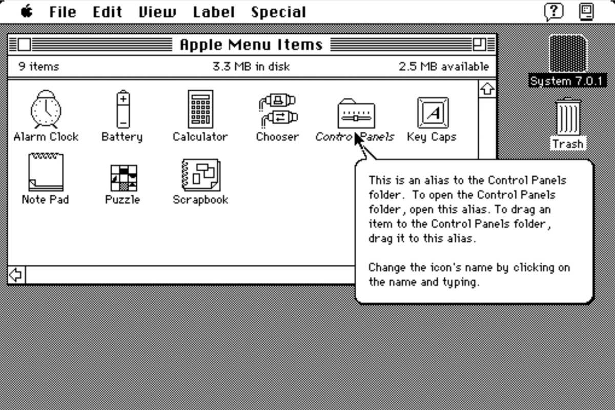 Mac System 7 Apple Menu Items