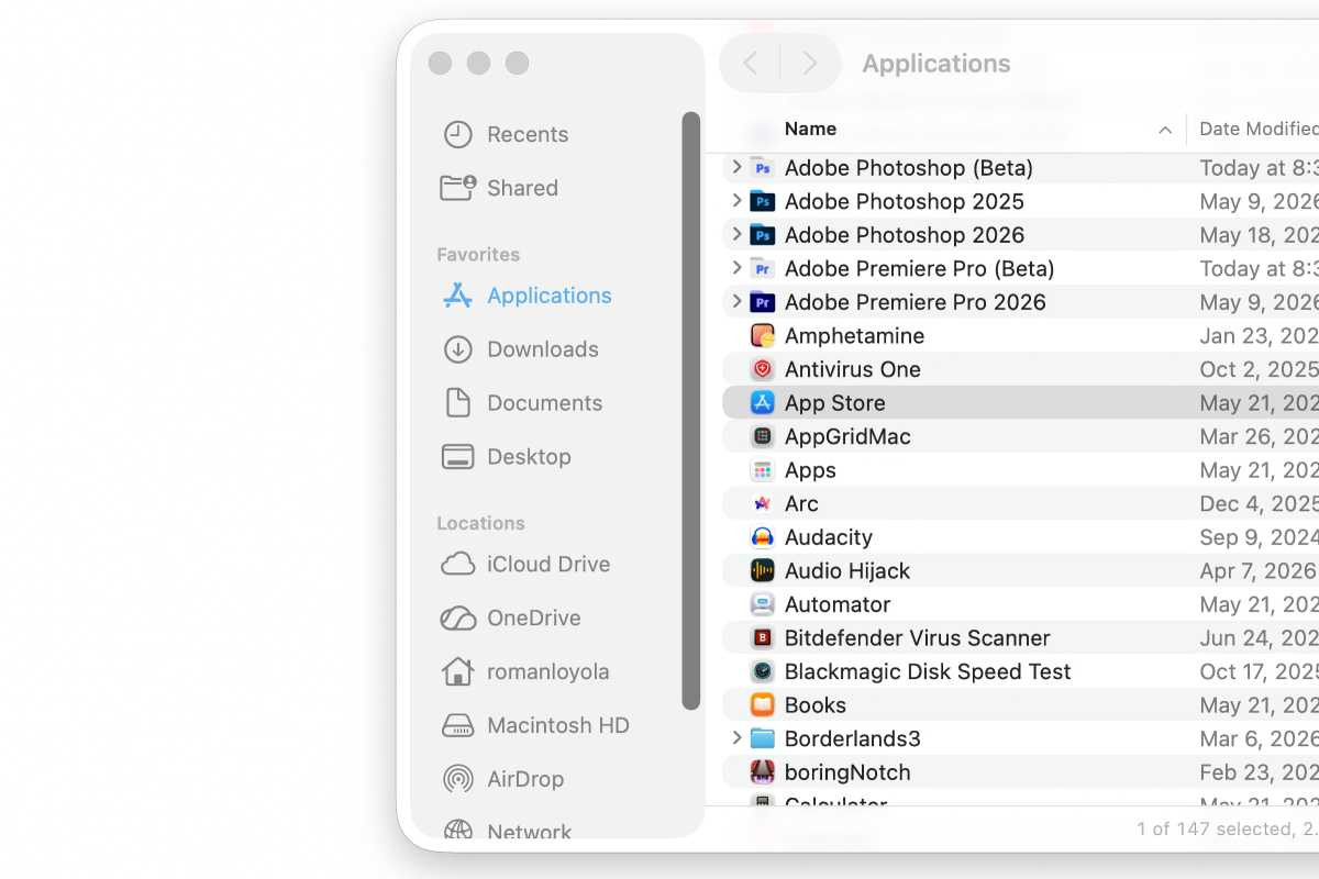 macOS Tahoe sidebar