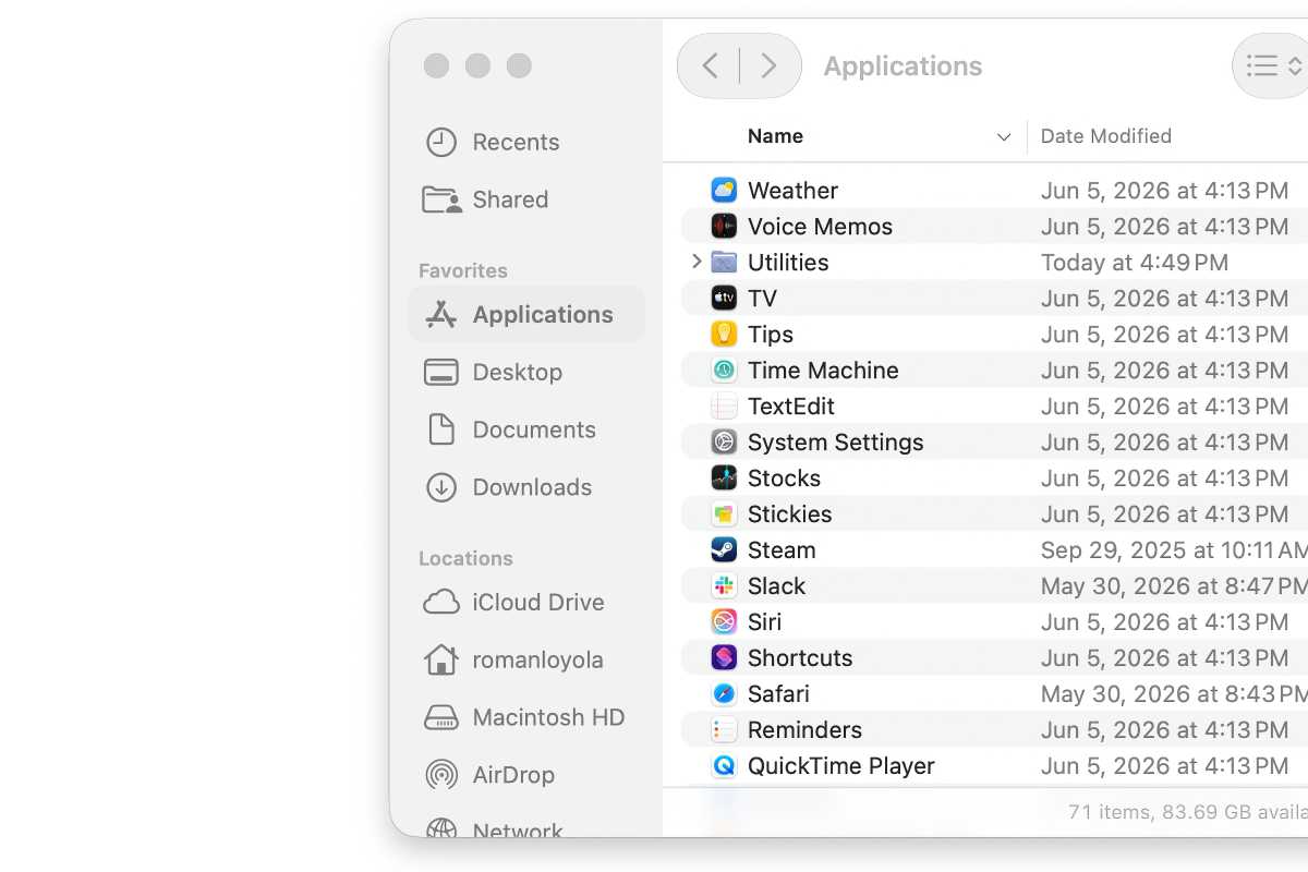 macOS Golden Gate sidebar