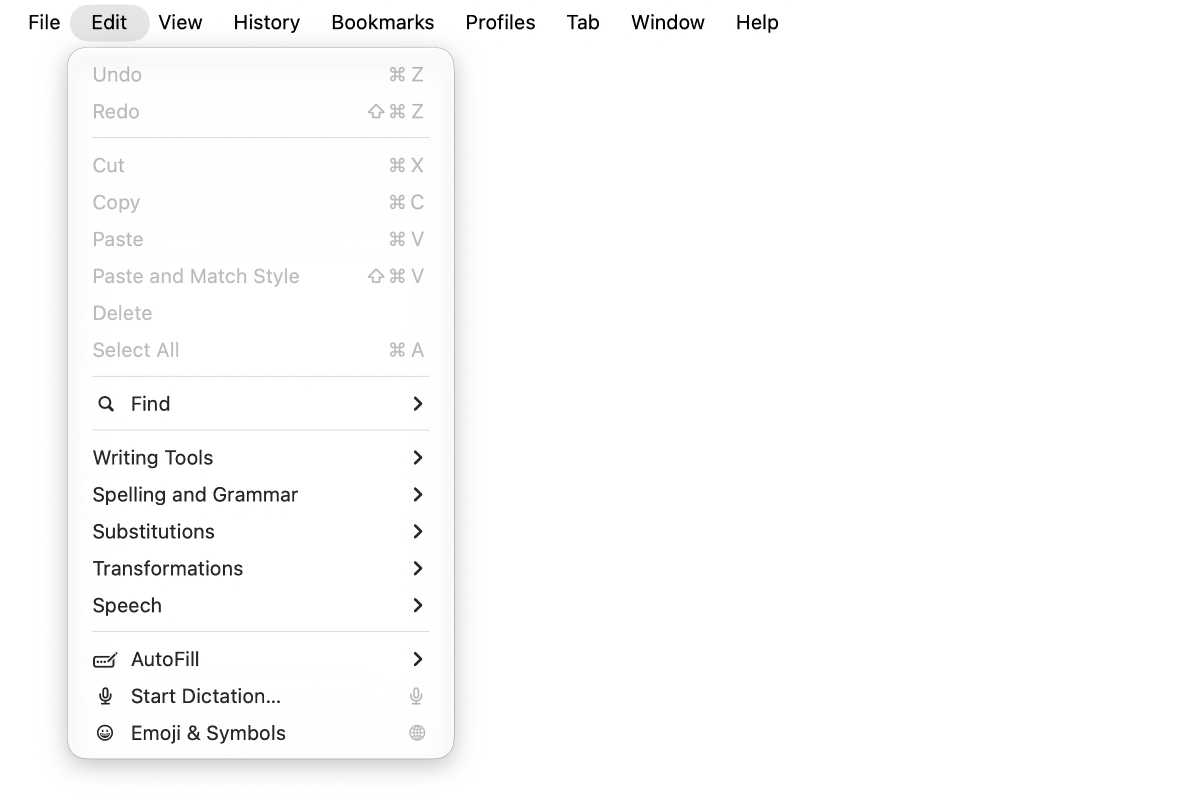 macos golden gate edit menu